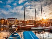 Colourful sunset at the port of Bardolino