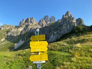Hiking signpost in the Alps