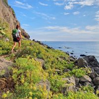 Hiker on the Cala Gonone Cartoe coastal path