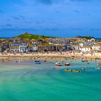 View of the seaside stage town of St. Ives