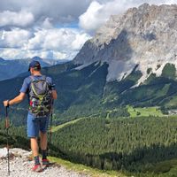 Hikers with a view of the Zugspitze
