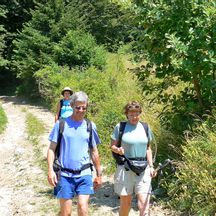 Hiker on good trails through Vercors