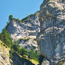 Felswände bei der Almwanderung am Wolfgangsee