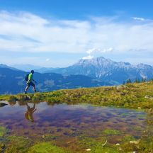 Wanderer am Pinzgauer Höhenwanderweg