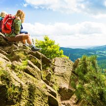 Hikers with a view on the Rennsteig