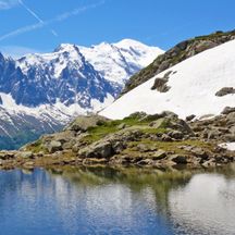 Lac Blanc am Mont Blanc mit Bergkulisse