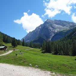 Beautiful hiking trails to the Halleranger Alm through the impressive mountain landscape