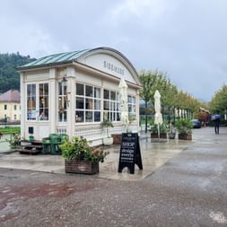 Quaint restaurant on the banks of the Traun in Bad Ischl