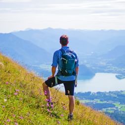 Hikers with a view of the Wolfgangsee