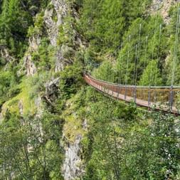 The suspension bridge in the gorge of a thousand steps