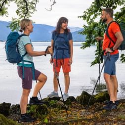 Hikers on the shore of Lake Tegernsee