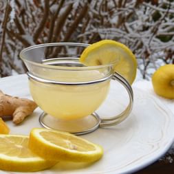 Warming ginger-tea with lemon