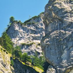 Rock faces on the alpine pasture hike at Wolfgangsee