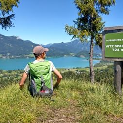 Hiker at the viewpoint on Lake Wolfgangsee