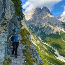 Hiker in the Brenta Dolomites