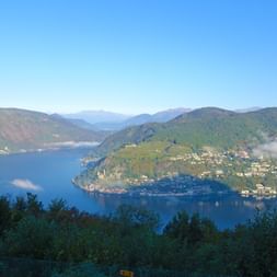 View of the mountain landscape and Lake Lugano