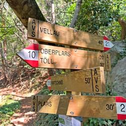 Wooden signpost for hikers