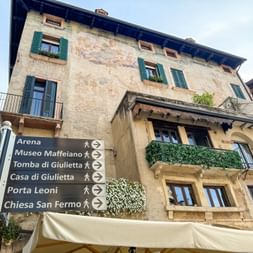 Signposts in the historic centre of Verona