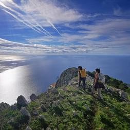 Hikers on the island of “Capri” on the Gulf of Naples