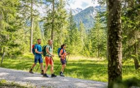 Hiking group on the way from Munich to Garmisch