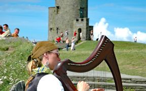 Harpist travelling from Connemara to Burren