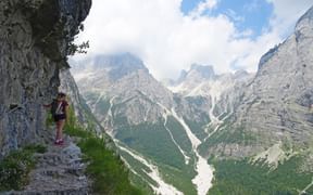 Hiker in the Brenta Dolomites