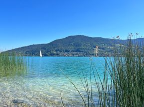 View of the clear and turquoise waters of Lake Tegernsee