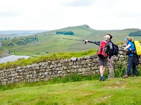 Hiking group on Hadrians Wall