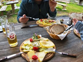 Hiking snack with cheese platter
