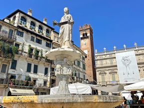 Historic fountain on the hiking trip in Verona