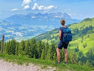 Hiker on the way to the Kitzbüheler Horn