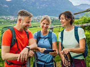 Route check for a group in the vineyards of Lake Kaltern
