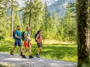 Hikers in the Gaistal valley near Leutasch