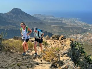 Adeje Saeumer paths panoramic view with hikers