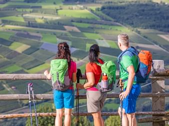 Hikers at the Großfeld look into the wide valley
