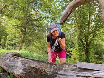 Hiker takes a drink break