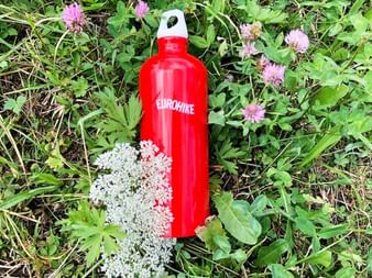 Drinking bottle for the hiking backpack