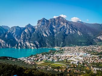 View at Lake Garda with mountain panorama