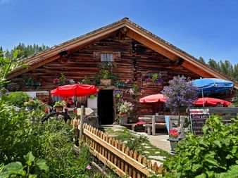 Alpine hut with inviting terrace