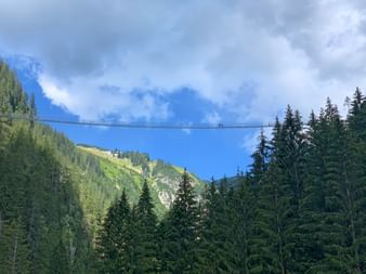 The longest hanging rope bridge of Austria at the Lechweg