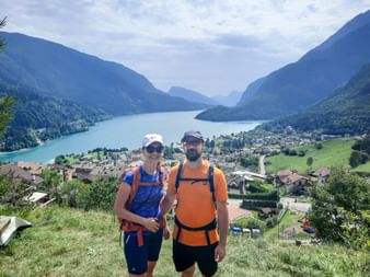 Couple with a view of Lake Molveno