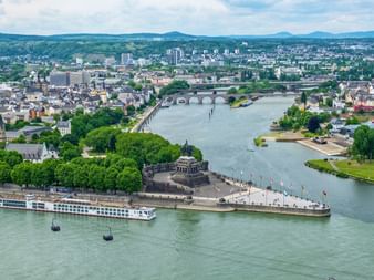View of Koblenz on the Moselsteig Tour