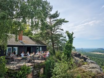 Idyllic mountain restaurant on Papststein with panoramic views