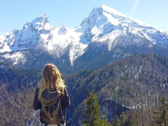 Elisabeth Buchegger while hiking in the mountains
