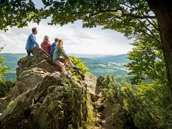 Hikers with a view on the Rennsteig Hikers with a view on the Rennsteig