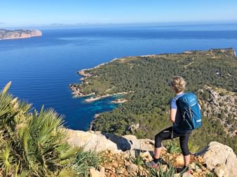 Hikers view over peninsula alcudia