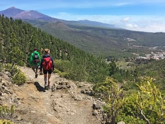 Hiking along the volcano in Teide