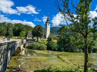 The church of Ribcev Laz in Bohinj