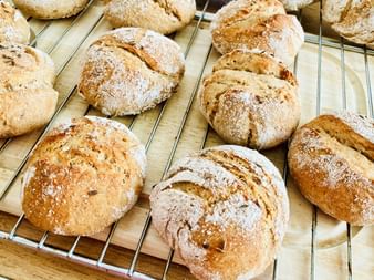 Home-baked bread rolls