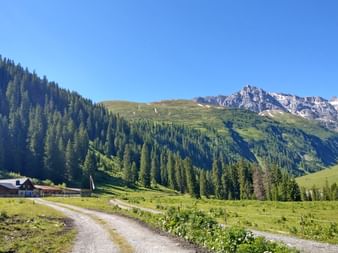 Inn valley hiking trail with alpine hut